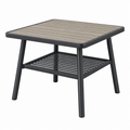 Gartentisch 70 x 70 x 68 cm Schwarz Grau mit Metallgestell und Ablage