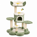 Kratzbaum 60 x 50 x 100 cm Grün Creme aus Plüsch und Sisal mit Katzenhöhle Liegeflächen und Spielball