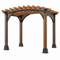 Gartenpergola 300 x 300 x 240 cm Holz Metall Braun Schwarz mit offenem Lamellendach