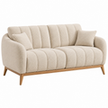 2-Sitzer Sofa 170 x 85 x 82 cm Bouclé-Stoff Creme mit Holzgestell Skandinavischer Stil