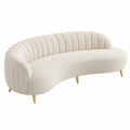 Sofa 220 x 90 x 78 cm Bouclé Cremefarben - Gepolstert mit Metallfüßen