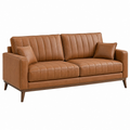2-Sitzer Sofa 180 x 85 x 88 cm Cognac Kunstleder mit Holzfüßen im modernen Stil