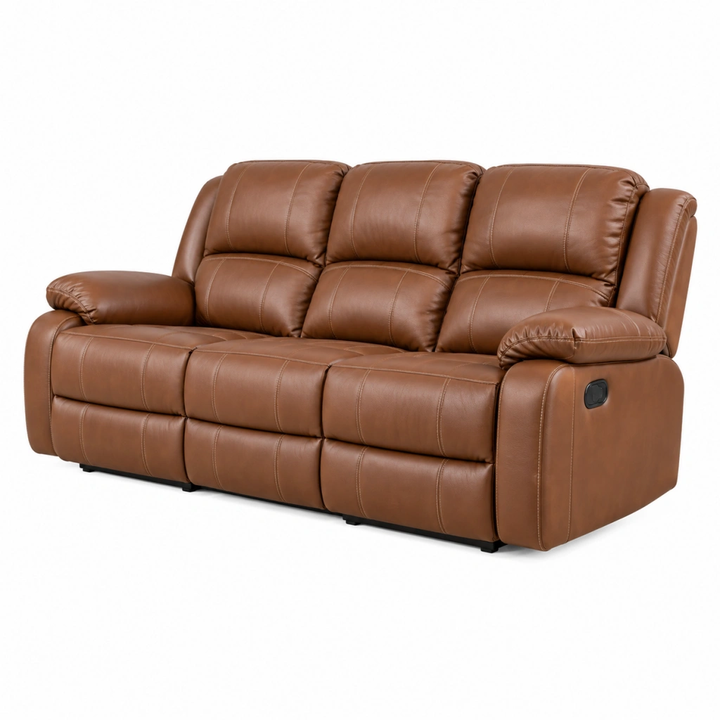3-Sitzer Relaxsofa 210 cm Kunstleder Braun mit Liegefunktion