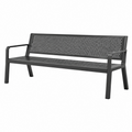 Gartenbank 150 x 60 x 85 cm Metall schwarz für Außenbereich mit perforierter Rückenlehne