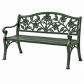 Gartenbank 122 cm aus Metall dunkelgrün mit Blumenmuster klassisch für Außenbereich