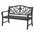 Gartenbank 127 cm Metall Schwarz mit Armlehnen im klassischen Stil